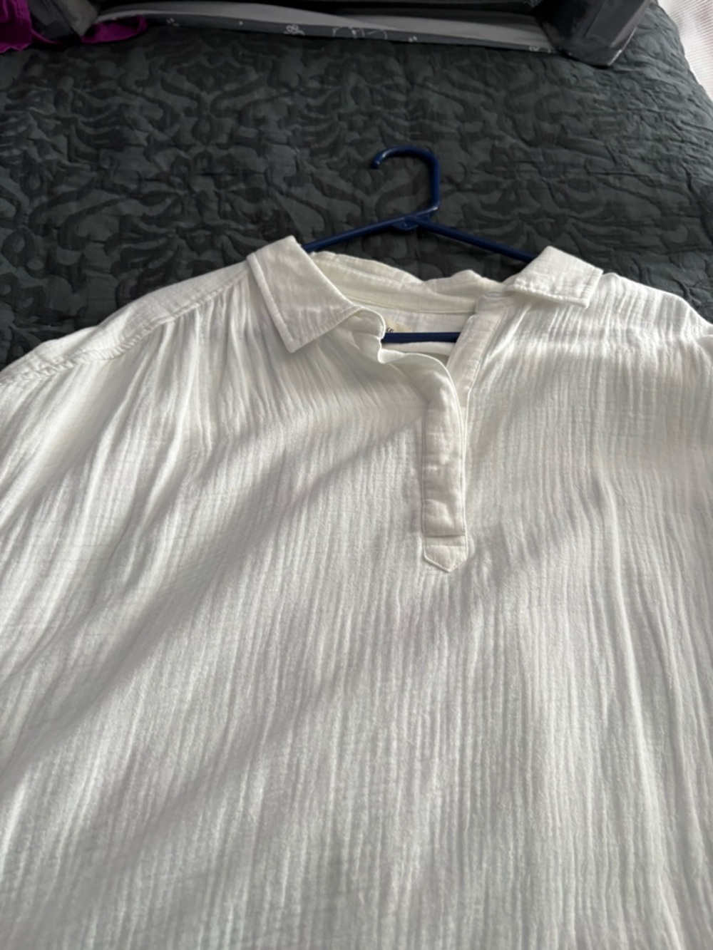 Style & Co. Women's White Textured Polo Blouse